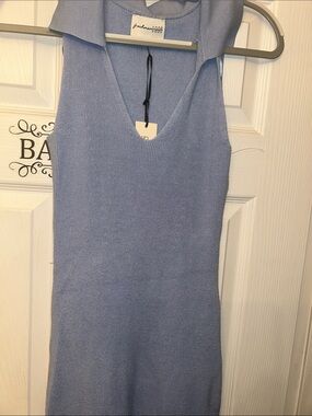 sundays Sleeveless V-Neck Knit Midi Dress in Periwinkle